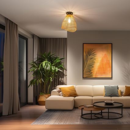 Brilagi - Lustre de teto LED CERIA BOHO (montagem em superfície) 1xE27/40W/230V, diâmetro 30 cm, castanho