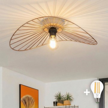 Brilagi - Lustre de Teto LED CERIA WIRE 1xE27/40W/230V 40x56 cm bronze/carvalho