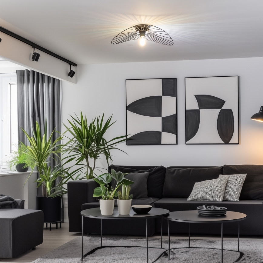 Brilagi - Lustre de teto LED CERIA WIRE 1xE27/40W/230V 40x56 cm preto