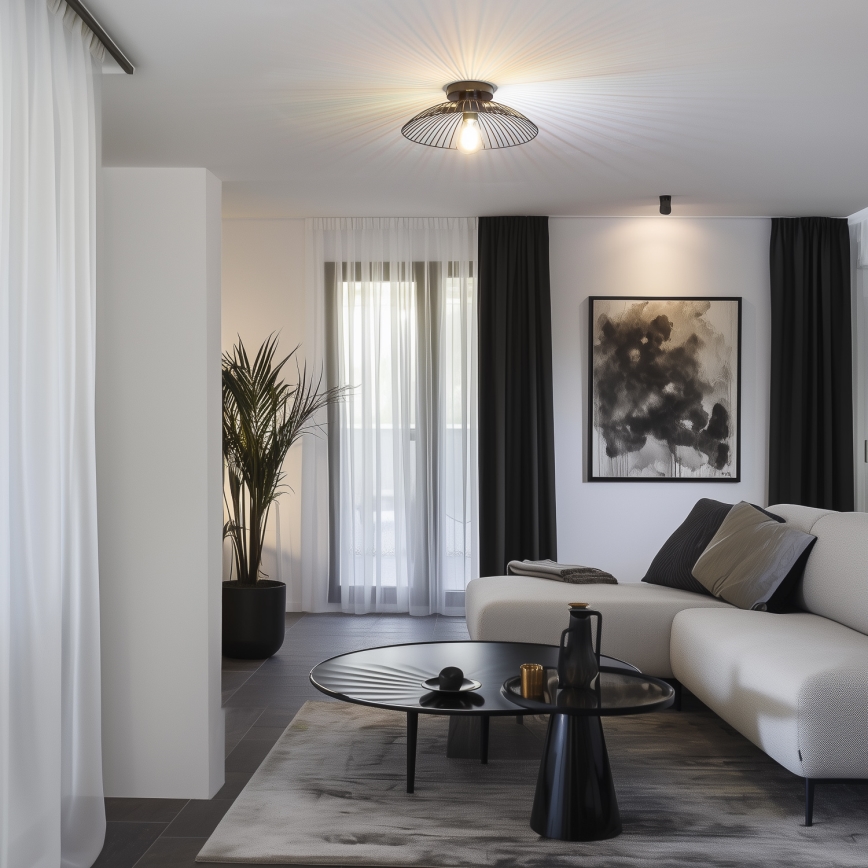 Brilagi - Lustre de teto LED de montagem à superfície CERIA WIRE 1xE27/40W/230V Ø 38 cm preto