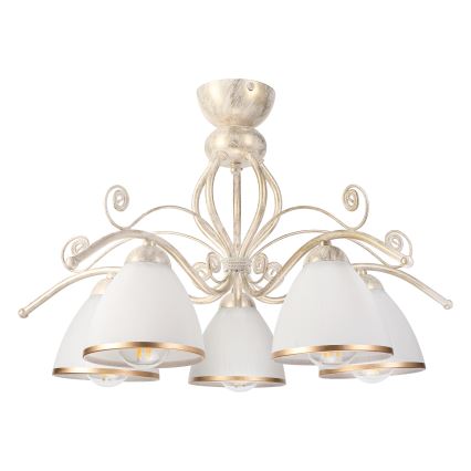 Brilagi - Lustre de teto LED de montagem aparente ANTICO 5xE27/60W/230V 3000K pátina branca