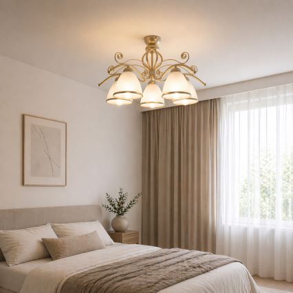 Brilagi - Lustre de teto LED de montagem aparente ANTICO 5xE27/60W/230V 3000K pátina branca