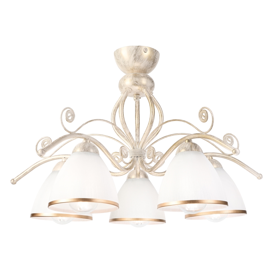 Brilagi - Lustre de teto LED de montagem aparente ANTICO 5xE27/60W/230V 3000K pátina branca
