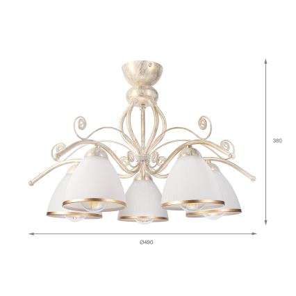 Brilagi - Lustre de teto LED de montagem aparente ANTICO 5xE27/60W/230V 3000K pátina branca