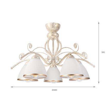 Brilagi - Lustre de teto LED de montagem aparente ANTICO 5xE27/60W/230V 3000K pátina branca