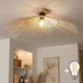 BRILAGI - Lustre de teto LED de montagem em superfície CERIA BOHO 1xE27/40W/230V Ø 70 cm bambu/carvalho