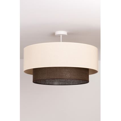 Brilagi - Lustre de teto LED estilo BOHO, 3x E27, 15 W, 230 V, diâmetro 60 cm, creme/castanho