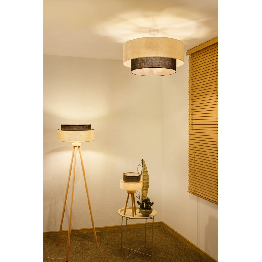 Brilagi - Lustre de teto LED estilo BOHO, 3x E27, 15 W, 230 V, diâmetro 60 cm, creme/castanho