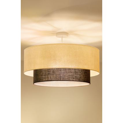 Brilagi - Lustre de teto LED estilo BOHO, 3x E27, 15 W, 230 V, diâmetro 60 cm, creme/castanho