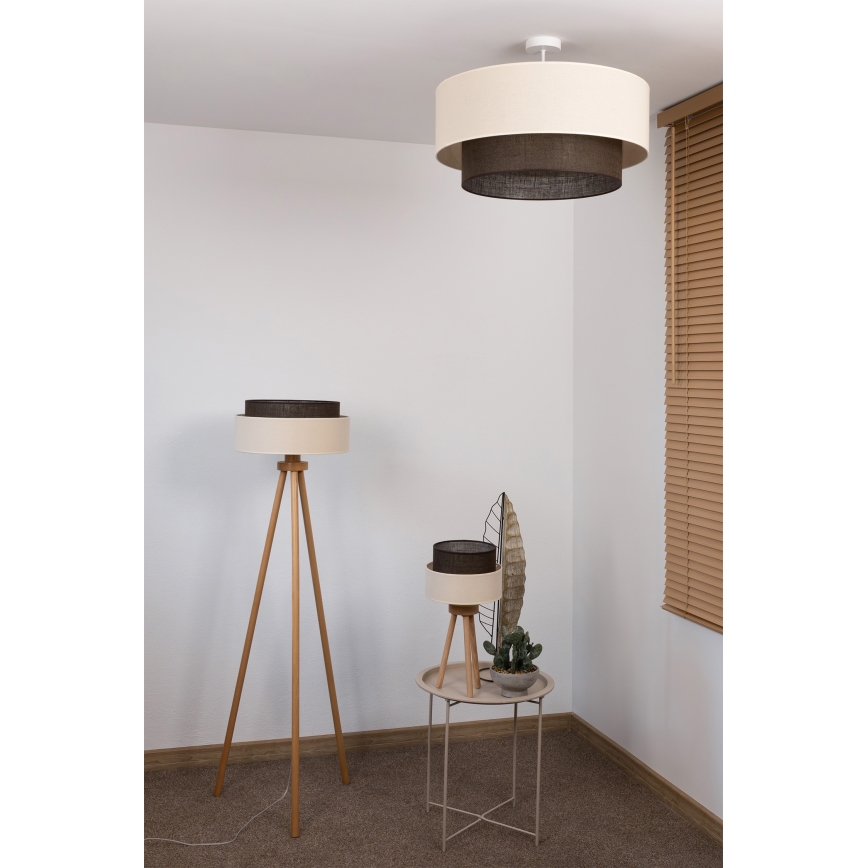 Brilagi - Lustre de teto LED estilo BOHO, 3x E27, 15 W, 230 V, diâmetro 60 cm, creme/castanho