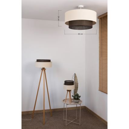 Brilagi - Lustre de teto LED estilo BOHO, 3x E27, 15 W, 230 V, diâmetro 60 cm, creme/castanho