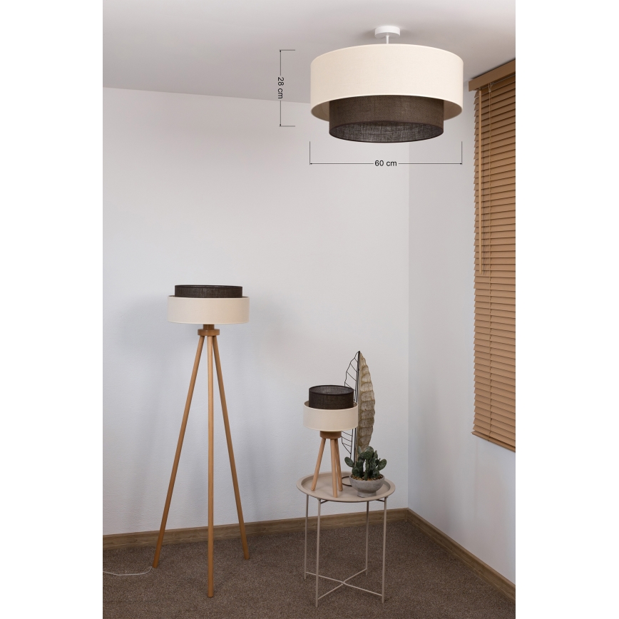 Brilagi - Lustre de teto LED estilo BOHO, 3x E27, 15 W, 230 V, diâmetro 60 cm, creme/castanho