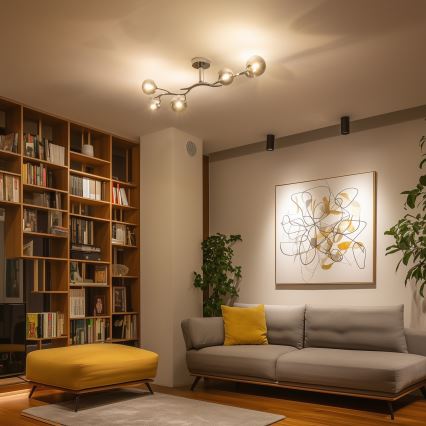 Brilagi - Lustre de teto LED MISTEL 6xG9/3W/230V cromo preto/vidro fumado