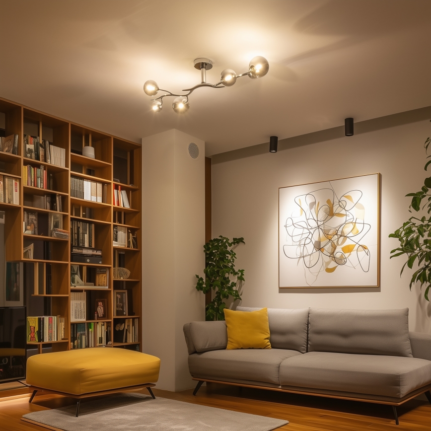 Brilagi - Lustre de teto LED MISTEL 6xG9/3W/230V cromo preto/vidro fumado