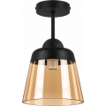 BRILAGI - Lustre de teto LED RETRO GLASS 1xE27/60W/230V Ø 15,5 cm preto/fumê bege