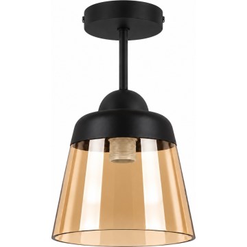 BRILAGI - Lustre de teto LED RETRO GLASS 1xE27/60W/230V Ø 15,5 cm preto/fumê bege