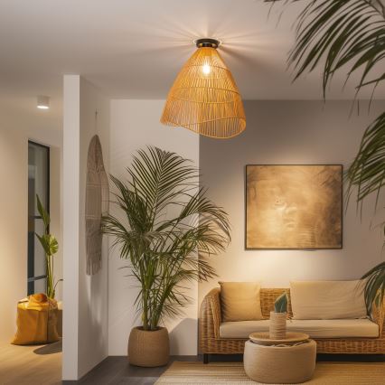 Brilagi - Lustre de teto LED sobreposto CERIA BOHO, 1x E27 (40 W, 230 V), Ø 70 cm, castanho