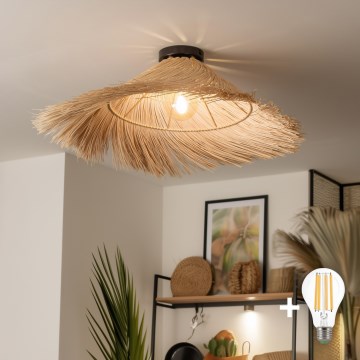 Brilagi - Lustre de teto LED sobreposto CERIA BOHO 1x E27/40W/230V Ø 70 cm em rattan