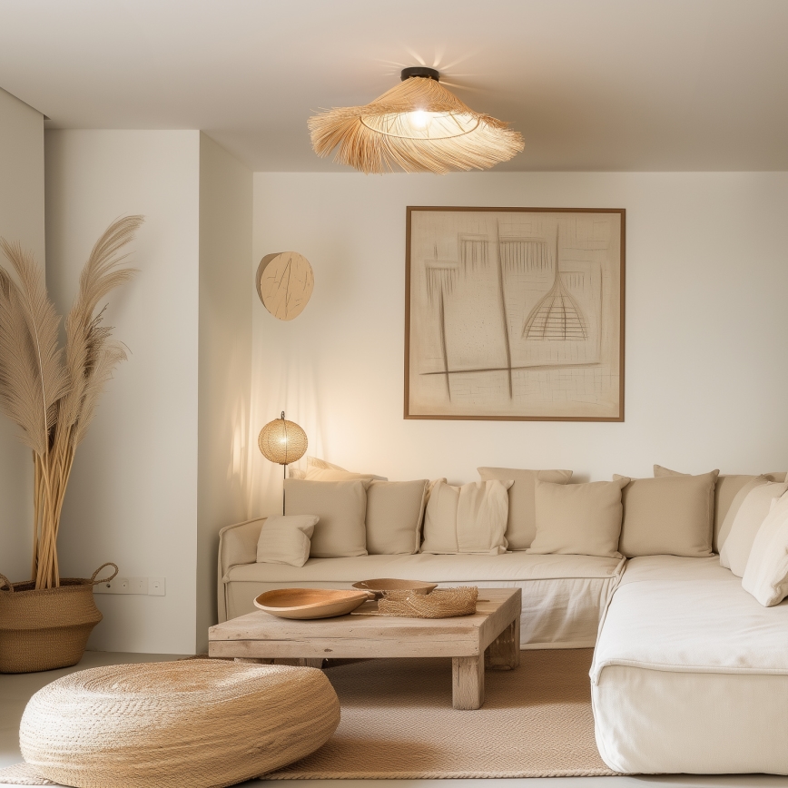 Brilagi - Lustre de teto LED sobreposto CERIA BOHO 1x E27/40W/230V Ø 70 cm em rattan