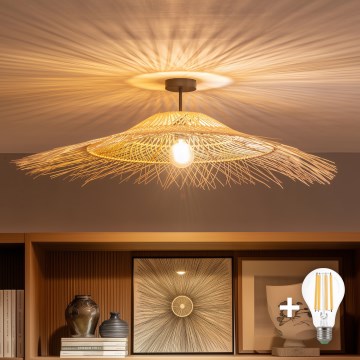 Brilagi - Lustre de teto LED sobreposto CERIA BOHO 1xE27/60W/230V Ø 100 cm preto/bege