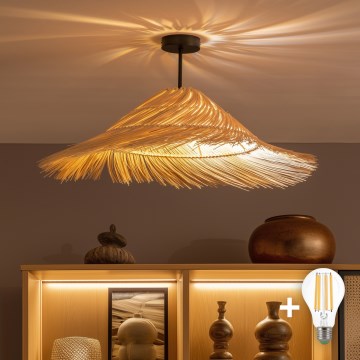 Brilagi - Lustre de teto LED sobreposto CERIA BOHO 1xE27/60W/230V Ø 70 cm preto/bege