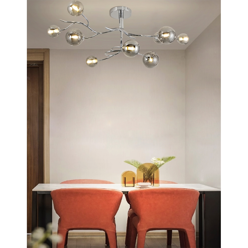 Brilagi - Lustre de teto LED sobreposto MISTEL 9xG9/3W/230V preto cromado/fumê