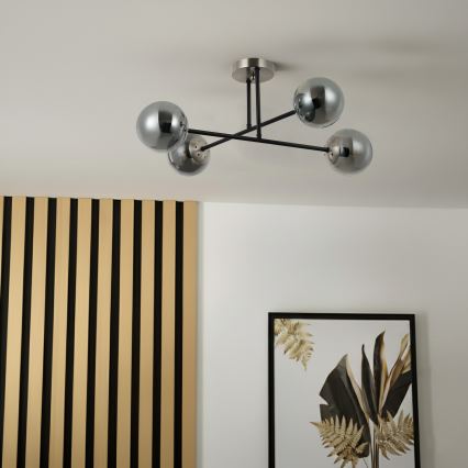 Brilagi - Lustre de teto MALIVA 4xE14/15W/230V cromado mate/fumê