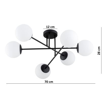 Brilagi - Lustre de teto MILO 6xE27/60W/230V preto