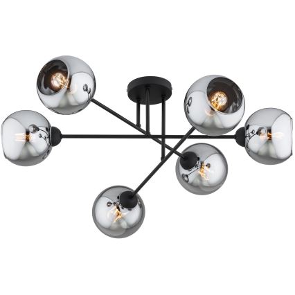 Brilagi - Lustre de teto montado à superfície DIOR 6xE27/60W/230V preto/cinzento fumê