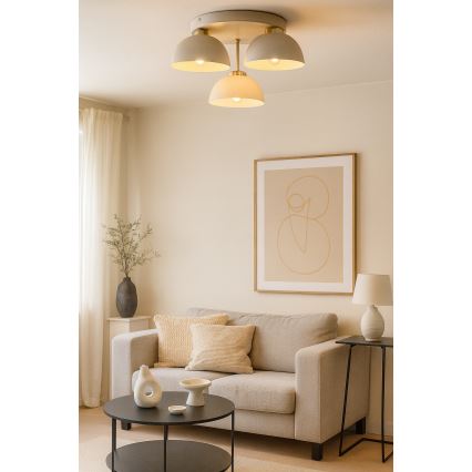 Brilagi - Lustre de teto montado à superfície MOON 3xE27/60W/230V bege/dourado