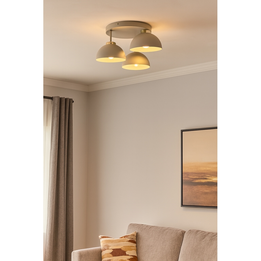 Brilagi - Lustre de teto montado à superfície MOON 3xE27/60W/230V bege/dourado