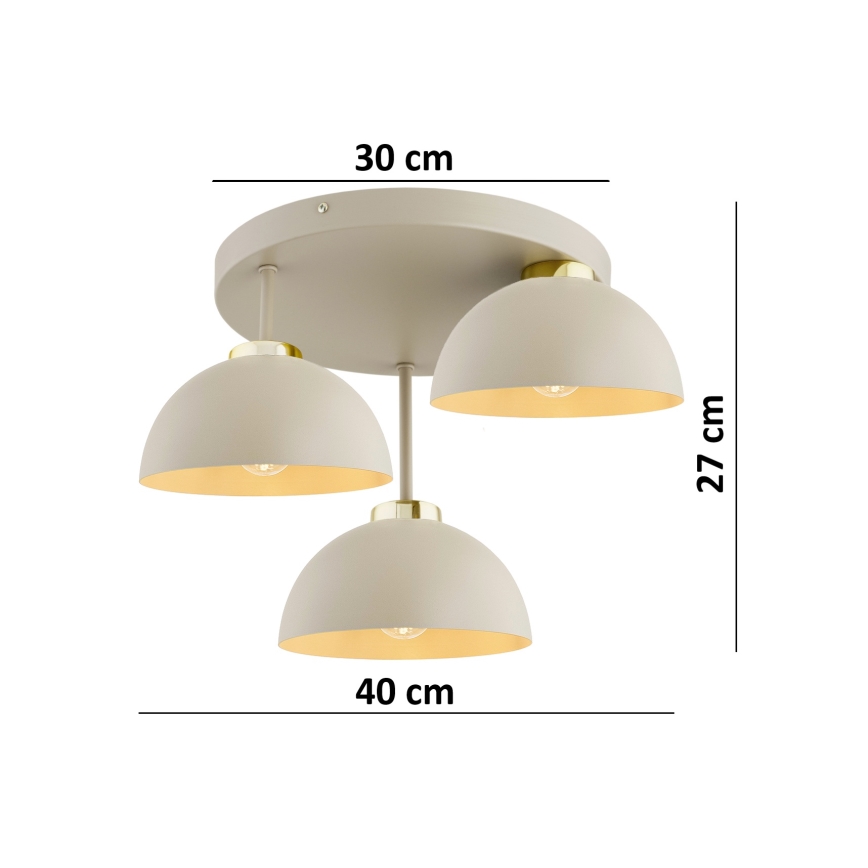 Brilagi - Lustre de teto montado à superfície MOON 3xE27/60W/230V bege/dourado