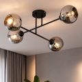 Brilagi - Lustre de teto sobreposto 4xE27/60W/230V preto/fumê cinzento