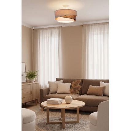 Brilagi - Lustre de teto sobreposto ARROW 1xE27/60W/230V Ø 45 cm bege/castanho/branco