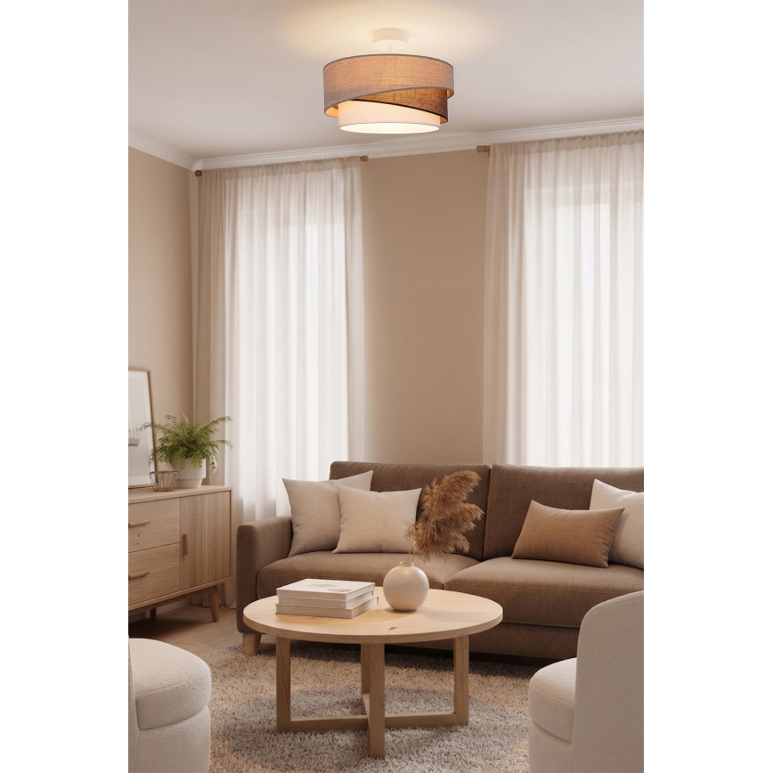 Brilagi - Lustre de teto sobreposto ARROW 1xE27/60W/230V Ø 45 cm bege/castanho/branco