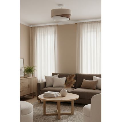 Brilagi - Lustre de teto sobreposto ARROW 1xE27/60W/230V Ø 45 cm bege/castanho/branco