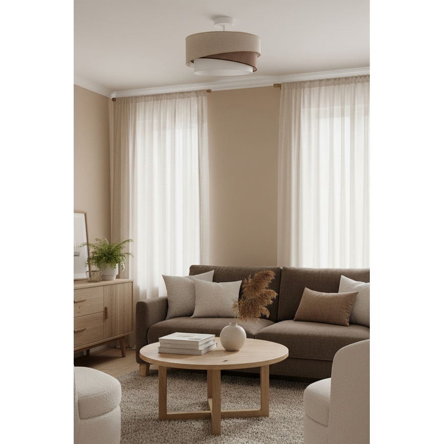 Brilagi - Lustre de teto sobreposto ARROW 1xE27/60W/230V Ø 45 cm bege/castanho/branco