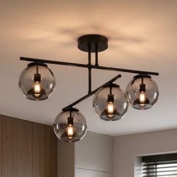 BRILAGI - Lustre de teto sobreposto DIOR 4xE27/60W/230V preto/cinzento fumado