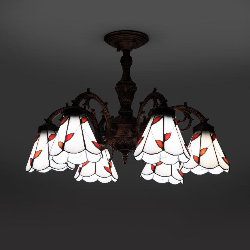 Brilagi - Lustre de teto sobreposto em vitral estilo Tiffany FOLIA 6xE27/60W/230V Ø 60 cm