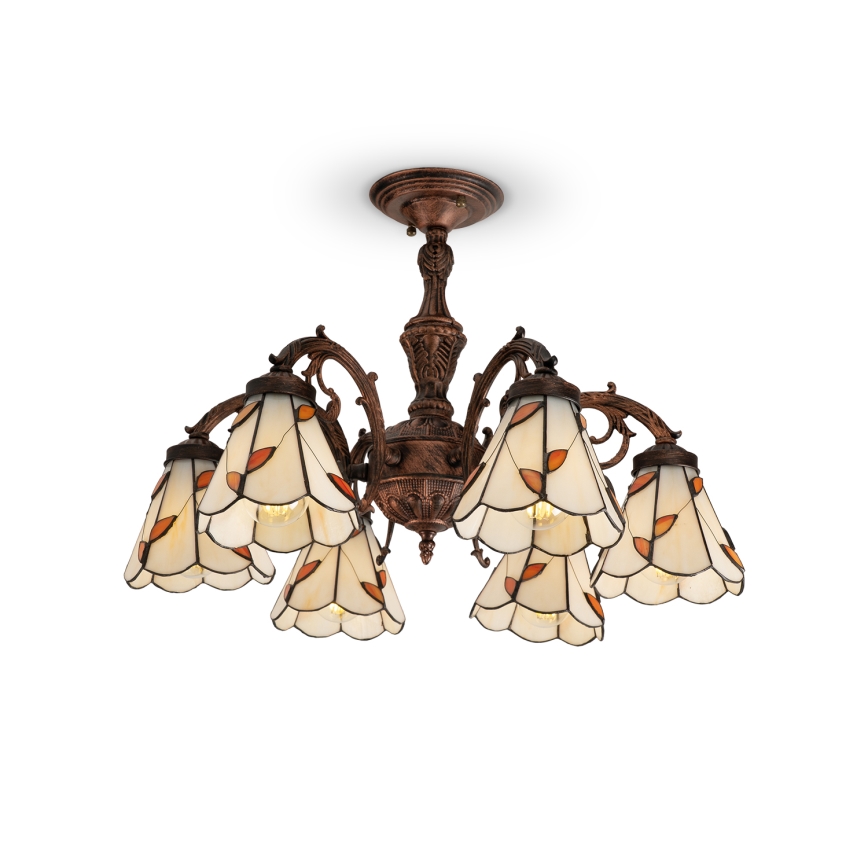 Brilagi - Lustre de teto sobreposto em vitral estilo Tiffany FOLIA 6xE27/60W/230V Ø 60 cm