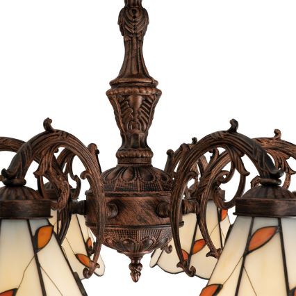 Brilagi - Lustre de teto sobreposto em vitral estilo Tiffany FOLIA 6xE27/60W/230V Ø 60 cm