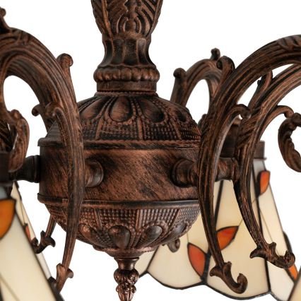 Brilagi - Lustre de teto sobreposto em vitral estilo Tiffany FOLIA 6xE27/60W/230V Ø 60 cm