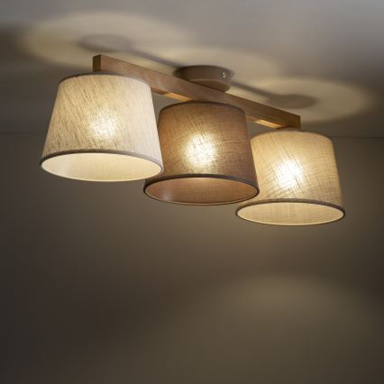 Brilagi - Lustre de teto sobreposto LATTE 3xE27/15W/230V pinho/misto