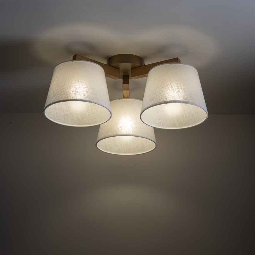 Brilagi - Lustre de teto sobreposto LATTE SABIA 3xE27/15W/230V pinho/branco