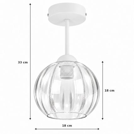 BRILAGI - Lustre de teto sobreposto LED RETRO GLASS 1xE27/60W/230V Ø 18 cm branco/transparente