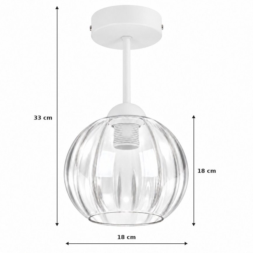 BRILAGI - Lustre de teto sobreposto LED RETRO GLASS 1xE27/60W/230V Ø 18 cm branco/transparente