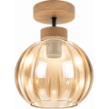 BRILAGI - Lustre de teto sobreposto LED RETRO GLASS 1xE27/60W/230V Ø 18 cm carvalho/bege fumê