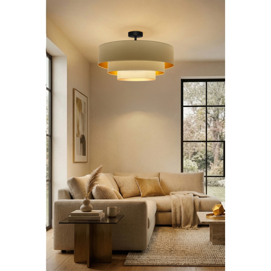 Brilagi - Lustre de teto sobreposto LUNETA 3xE27/60W/230V Ø 80 cm creme/dourado