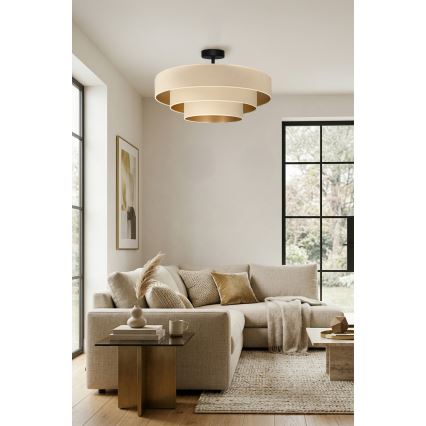 Brilagi - Lustre de teto sobreposto LUNETA 3xE27/60W/230V Ø 80 cm creme/dourado