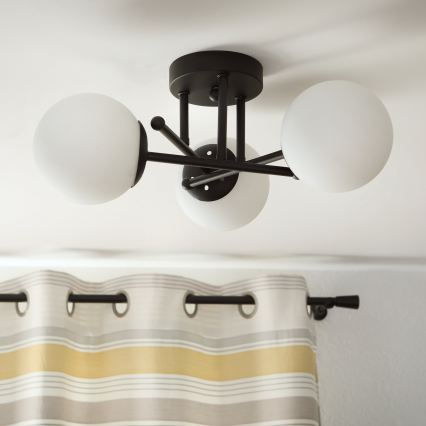 Brilagi - Lustre de teto sobreposto MALIVA 3xE14/15W/230V preto/branco